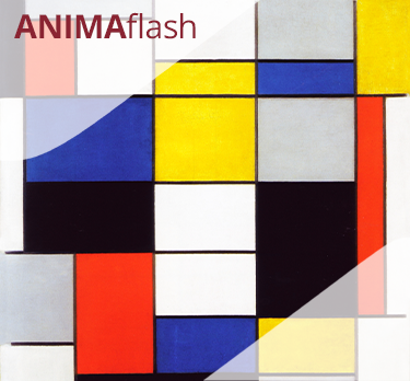 Disegno geometrico astratto con colori primari vivaci e linee nere