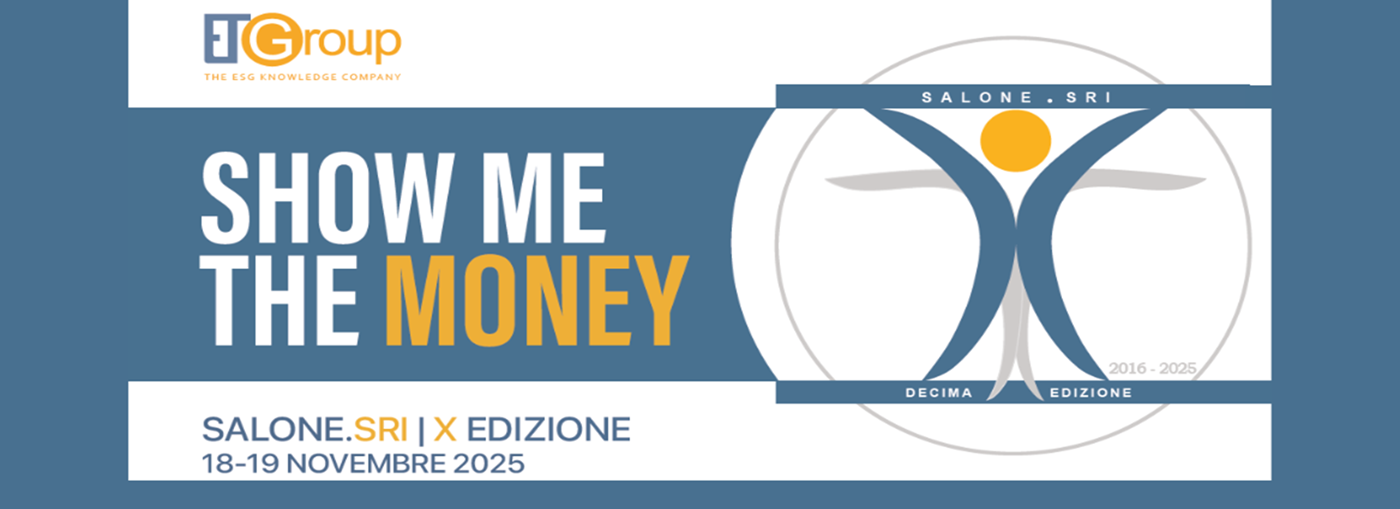 Logo per “Show Me the Money”, Salone SRI 2025 – 10ª edizione, 18-19 novembre, con figura.