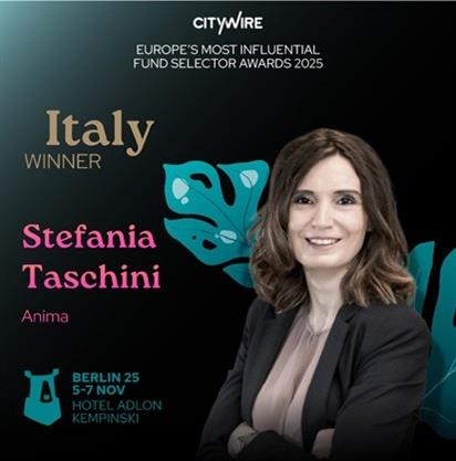 Grafica per i Citywire Awards 2025 con la vincitrice italiana Stefania Taschini di Anima.