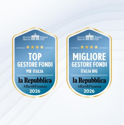 Uno sfondo sfocato presenta una sfumatura azzurra con curve delicate. Nella parte superiore sono visibili due premi dell'ITQF.