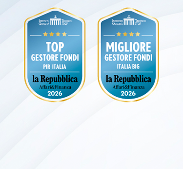 Due badge di riconoscimento assegnati da “la Repubblica” per l'eccellenza nella gestione dei fondi: “Migliore Gestore Fondi Big Italia” e “Top Gestore PIR Italia” per il 2026.