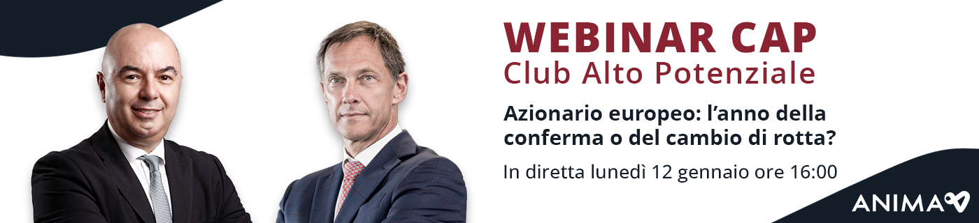 Due uomini vestiti eleganti per un webinar dal titolo “WEBINAR CAP - Club Alto Potenziale”