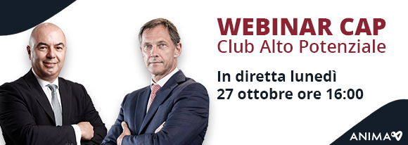 Due uomini vestiti eleganti per un webinar dal titolo “WEBINAR CAP - Club Alto Potenziale”